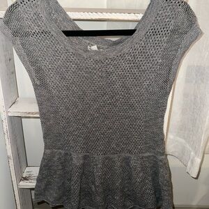 Gray Knit Peplum Top
